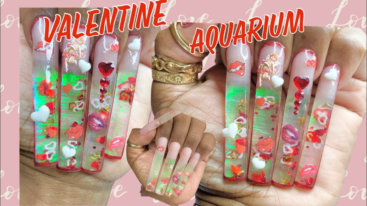 AQUARIUM VALENTINE NAILS - 