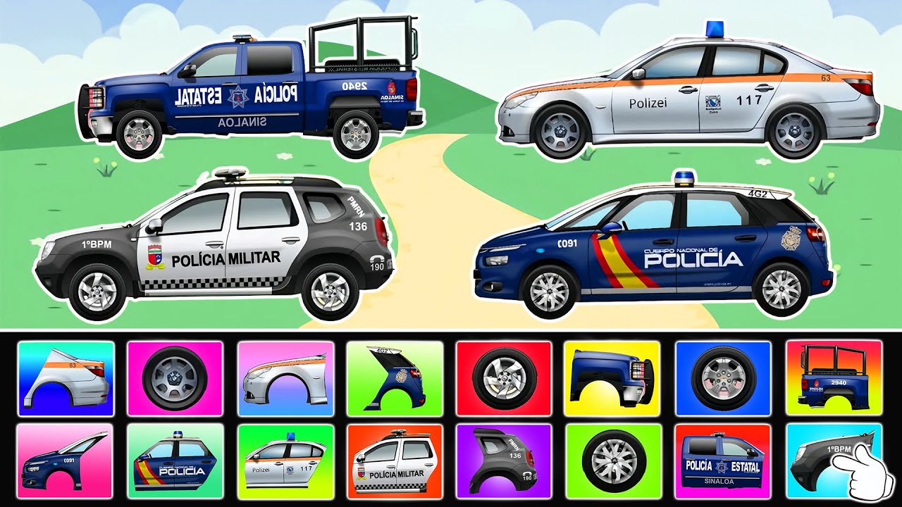 Complete the correct puzzle pieces for Police Cars | Police Vehicles