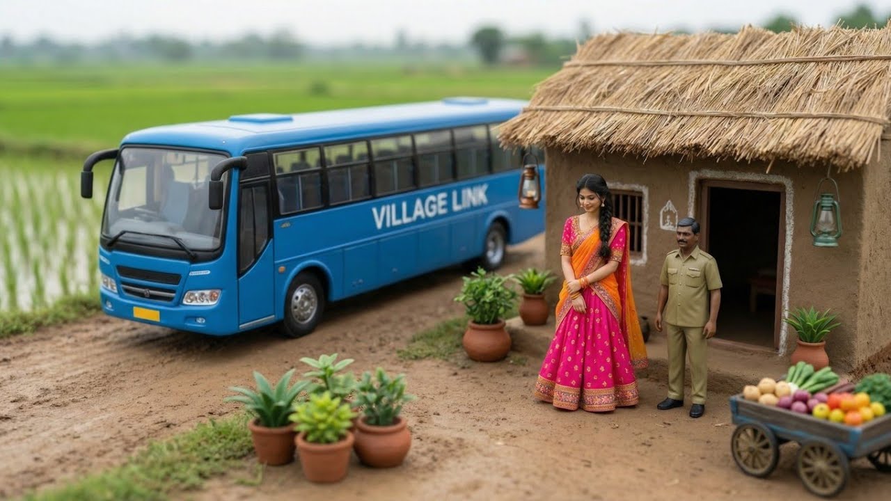 Miniature Doll Village Bus Scene 😍 | Desi Gaon Ki Kahani 2026 | Cooking Asmr | World Av Cooking