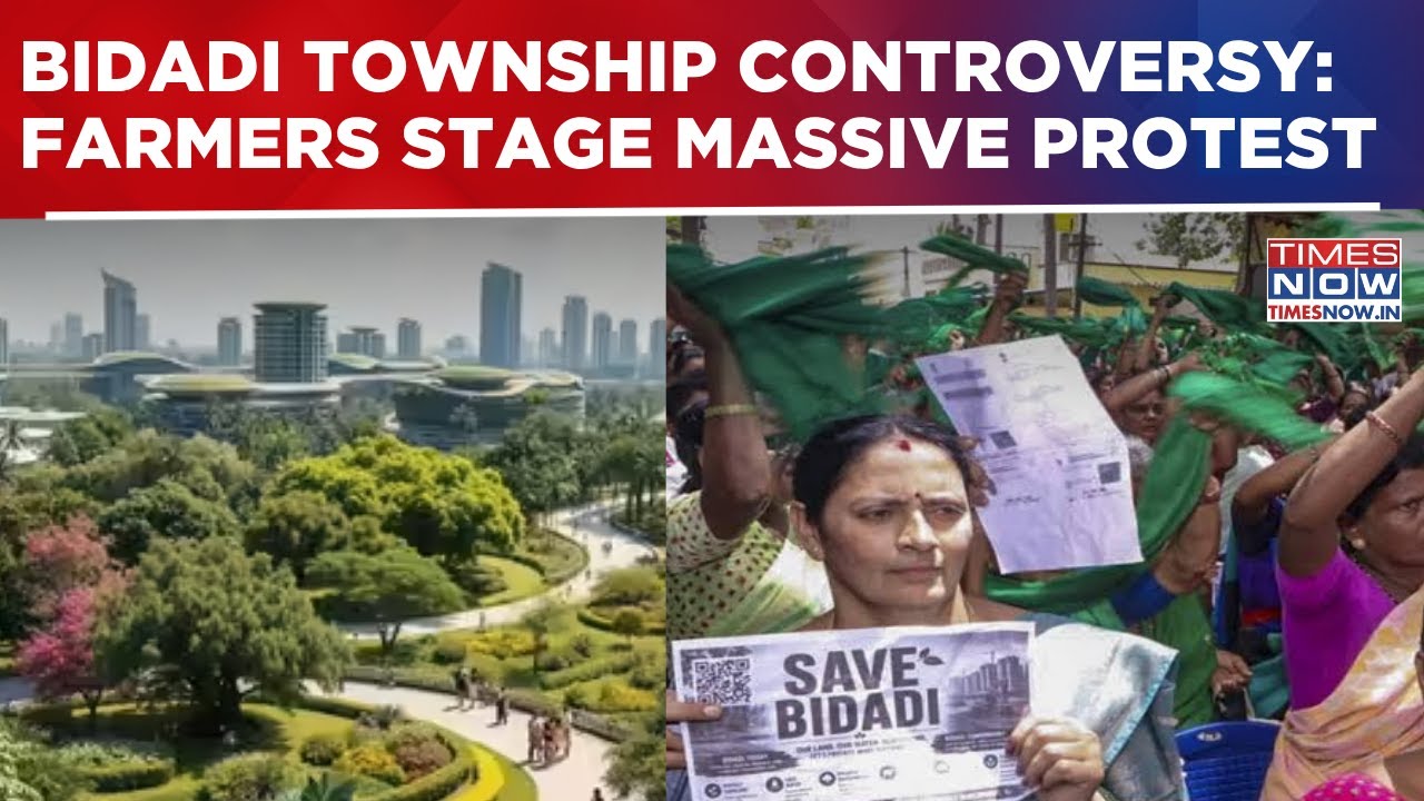 Bidadi Township Controversy: Farmers Stage Protest, Attack Survey Team's Vehicle | Breaking News