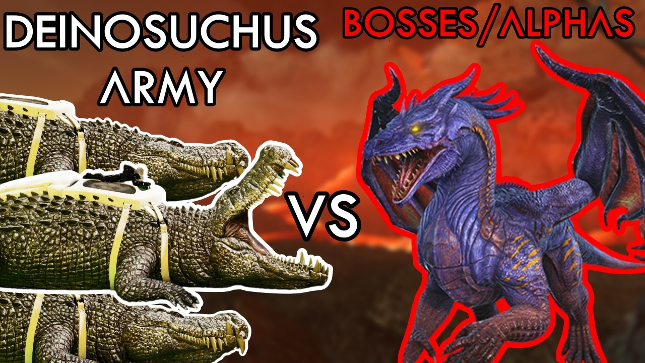 DEINOSUCHUS ARMY VS BOSSES/ALPHAS | ARK: Survival Ascended