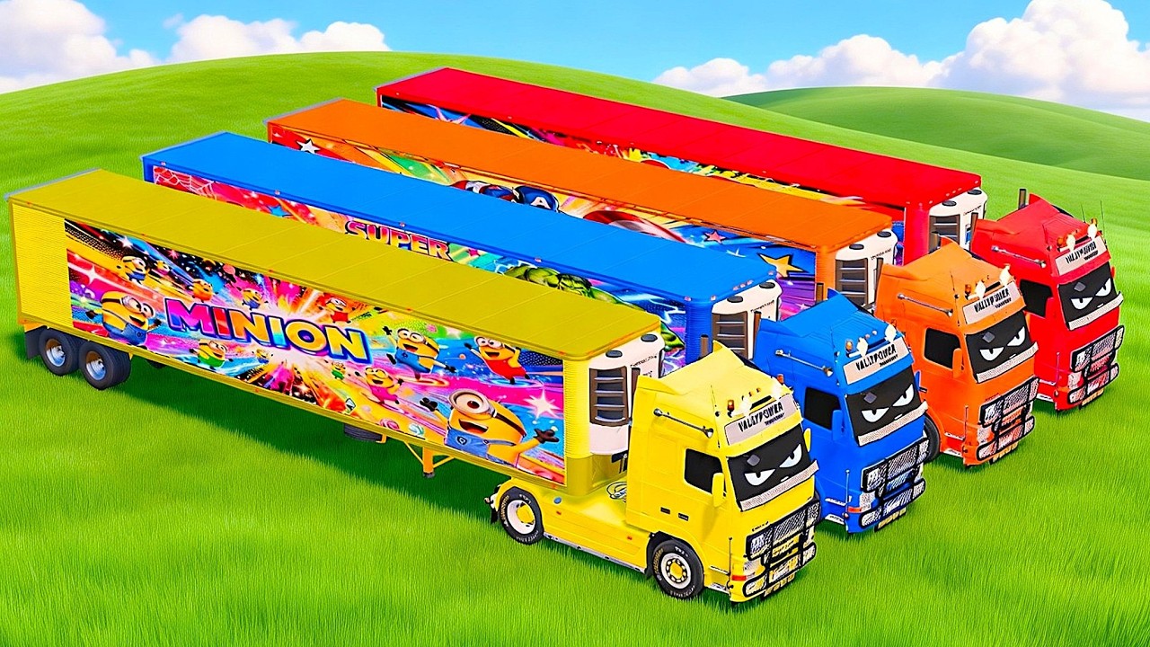 Transporting Colorful Rainbow Trailer Trucks BOX AND Police Transporting -Farming Simulator 22 #4