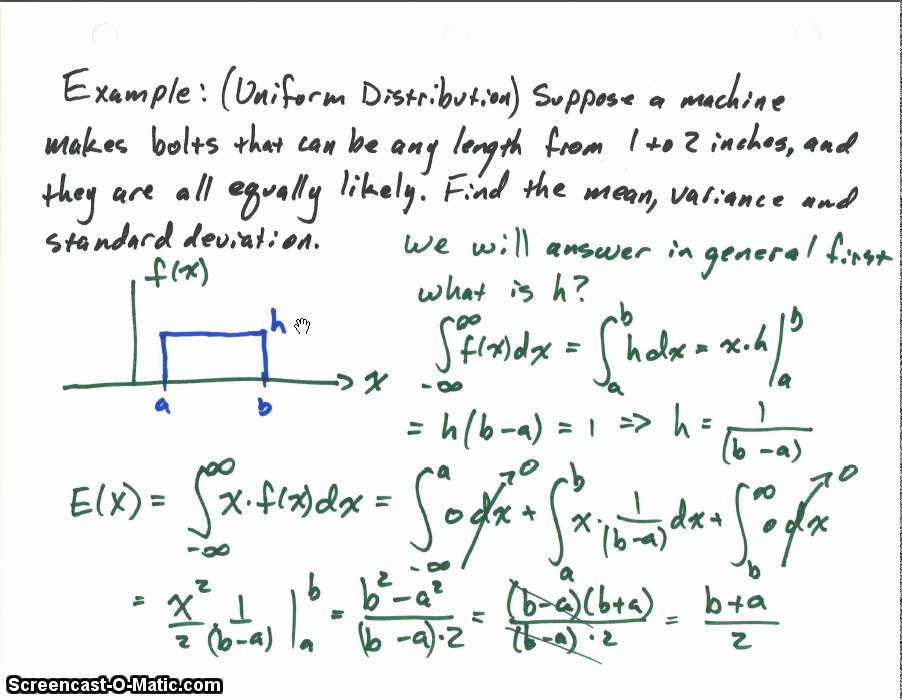 Continuous Random Variables, Mean and Variance