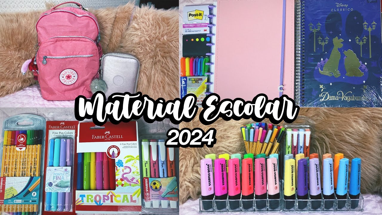 MEU MATERIAL ESCOLAR COMPLETÃO DE 2024 💗💗