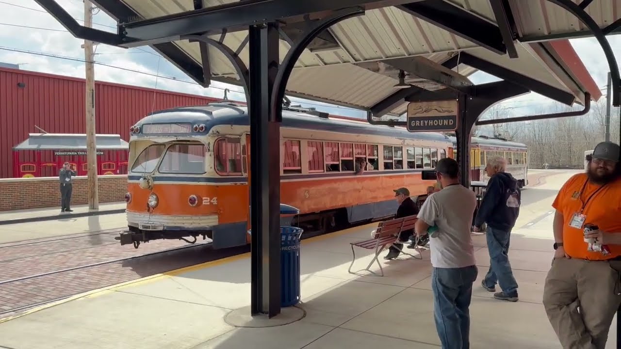 Two-car Red Arrow train at the Pennsylvania Trolley Museum
