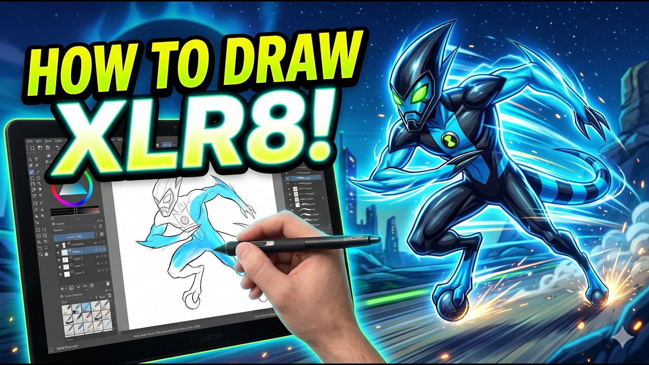 Drawing XLR8 from Ben 10! ⚡ Fastest Alien Speedpaint Time-lapse