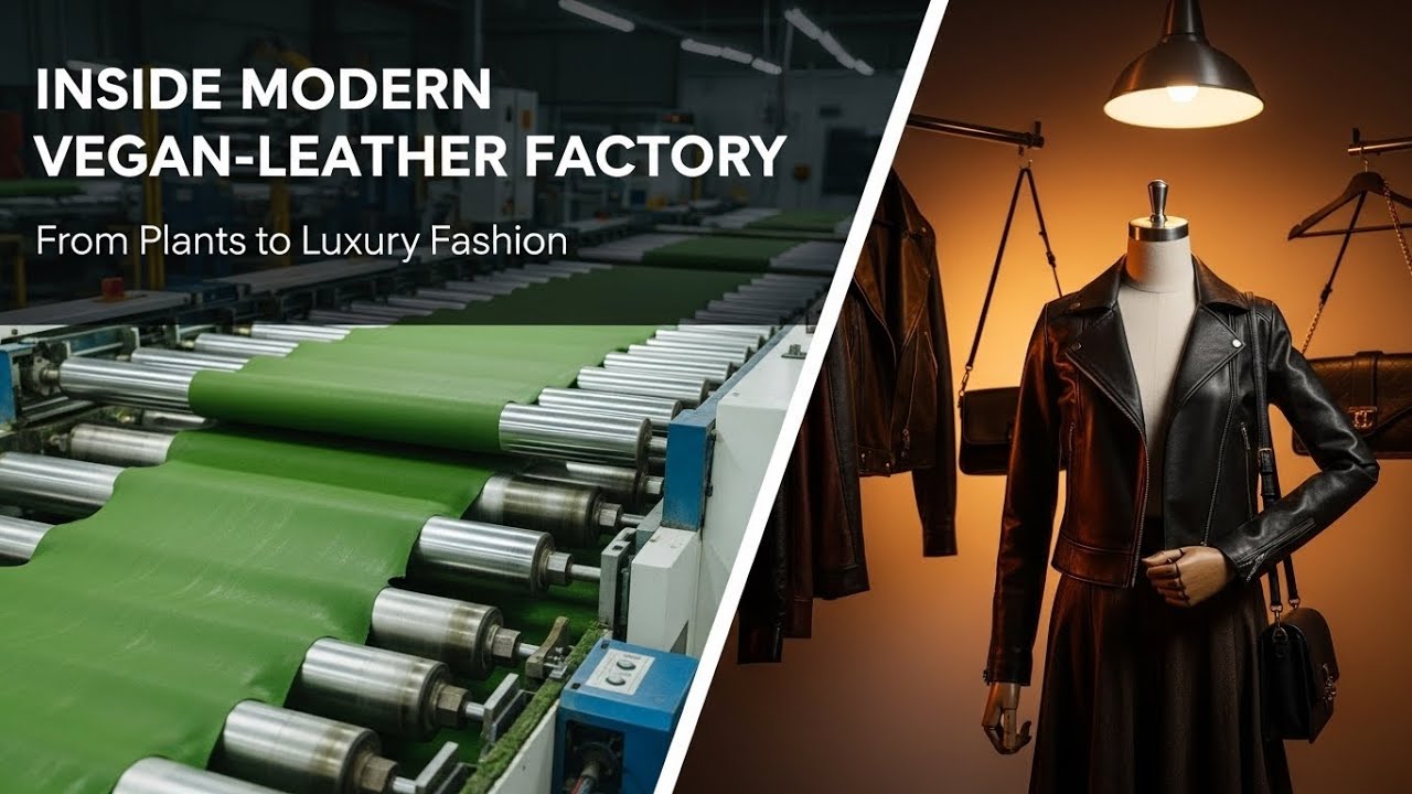 Inside Modern Vegan Leather Factory From Plant Fibers to Luxury Jackets and Bags Full Process
