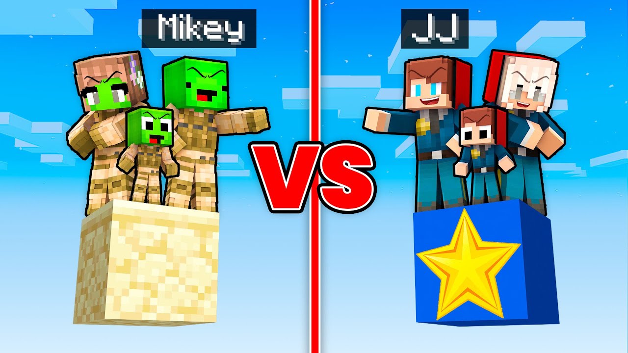 Mikey MILITARY vs JJ POLICE Family One Block Battle in Minecraft - Maizen