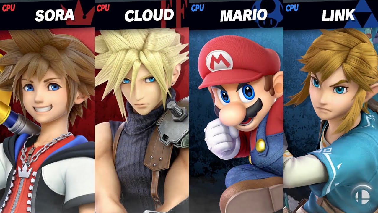 Super Smash Bros. Ultimate - Sora & Cloud vs Mario & Link