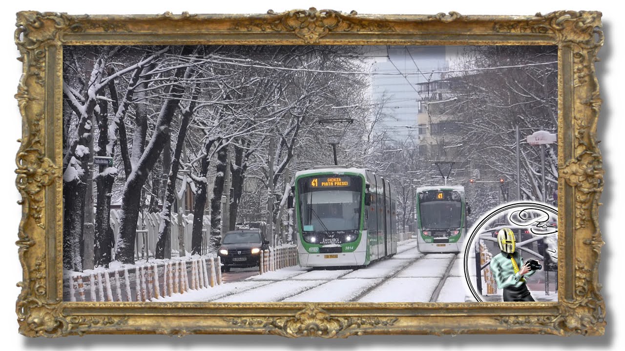 Tramvaie Imperio în timpul ninsorii din prima Duminică după Bobotează - 11 Ianuarie 2026 - București