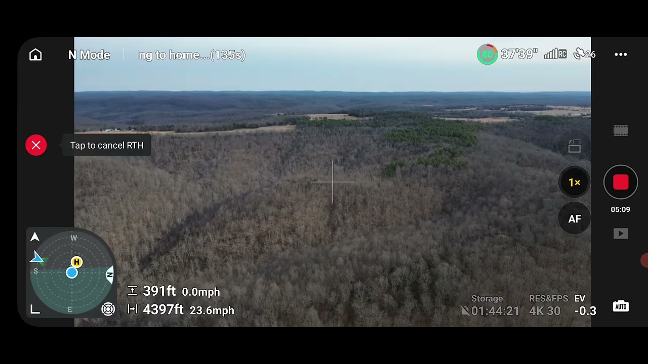 2 mile flight from Bigflat City Park flying west toward Round Mtn..DJI Mini 3