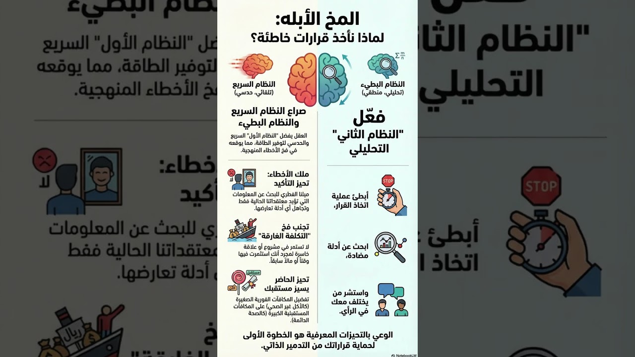 المخ الأبله وأسباب القرارات الخاطئة#علم_النفس #تطوير_الذات #التفكير_النقدي #اتخاذ_القرار