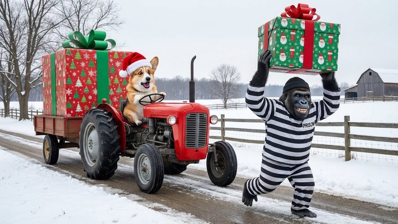 🐶🚜 Corgi MoMo Drives a Tractor to Set a Christmas Trap and Help Police Catch the Gift Thief