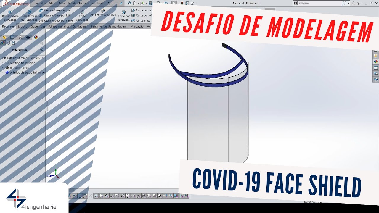 Desafio de Modelagem SOLIDWORKS - Covid-19 Face Shield