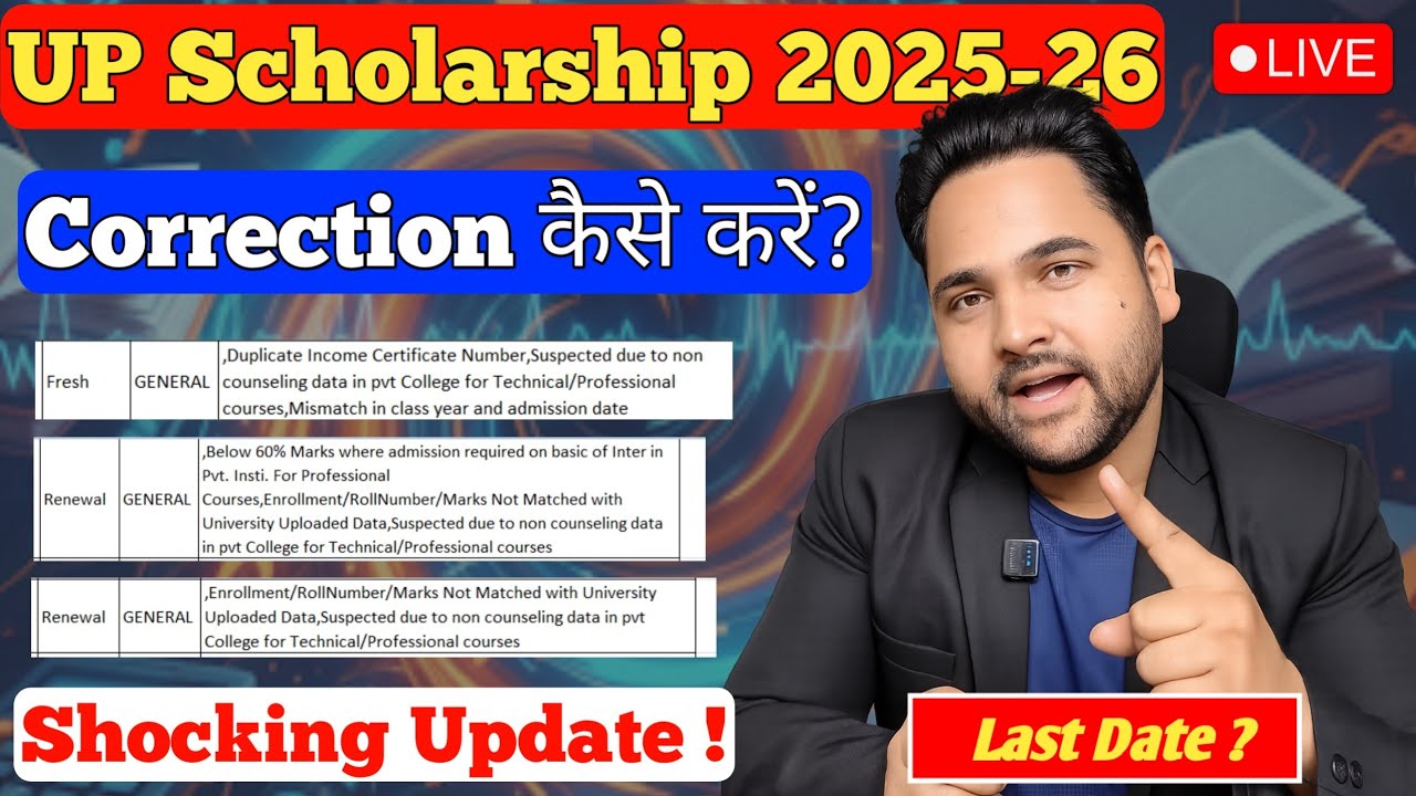 up scholarship 2025-26 latest update | when will up scholarship come | how to make corrections Aq...