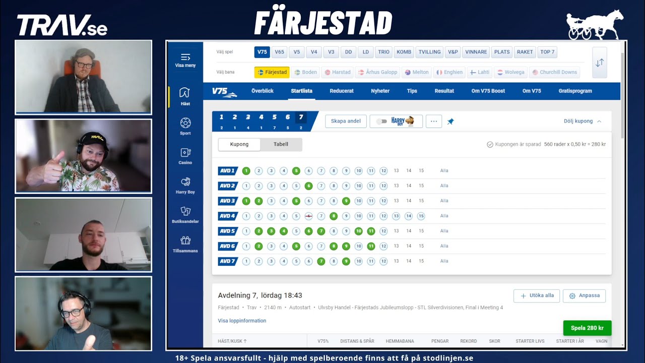 V75 Färjestad Lördag 29/6 | Finaler i E3