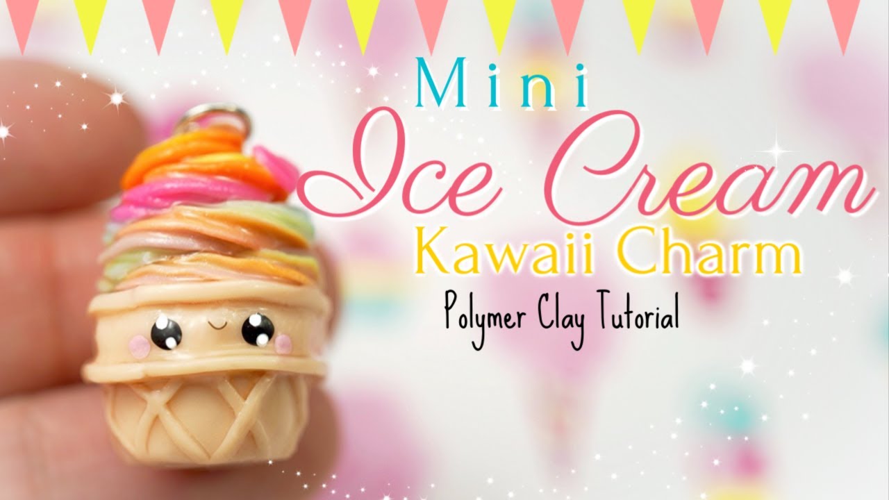 Mini Rainbow Ice Cream Kawaii Charm Polymer Clay Tutorial