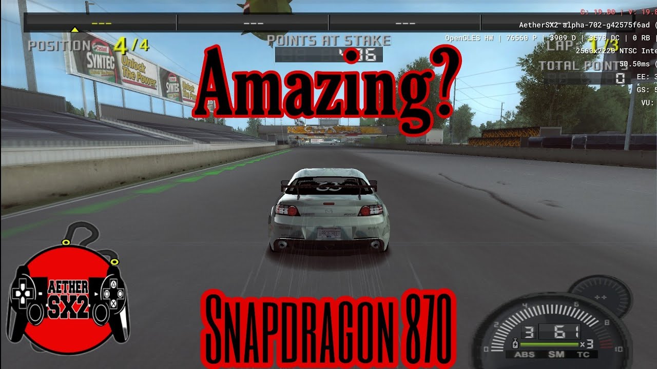 AetherSX2, NFS: Pro Street, геймтест на Чпоко Ф3, Snapdragon 870.