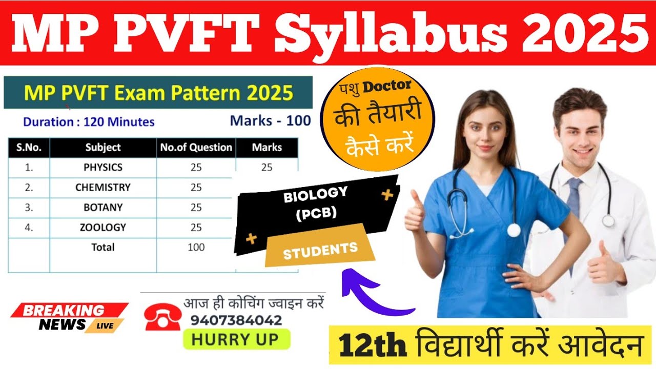 MP PVFT 2025 Syllabus | MP Veterinary Course Admission 2025 | MP Veterinary Application Form 2025