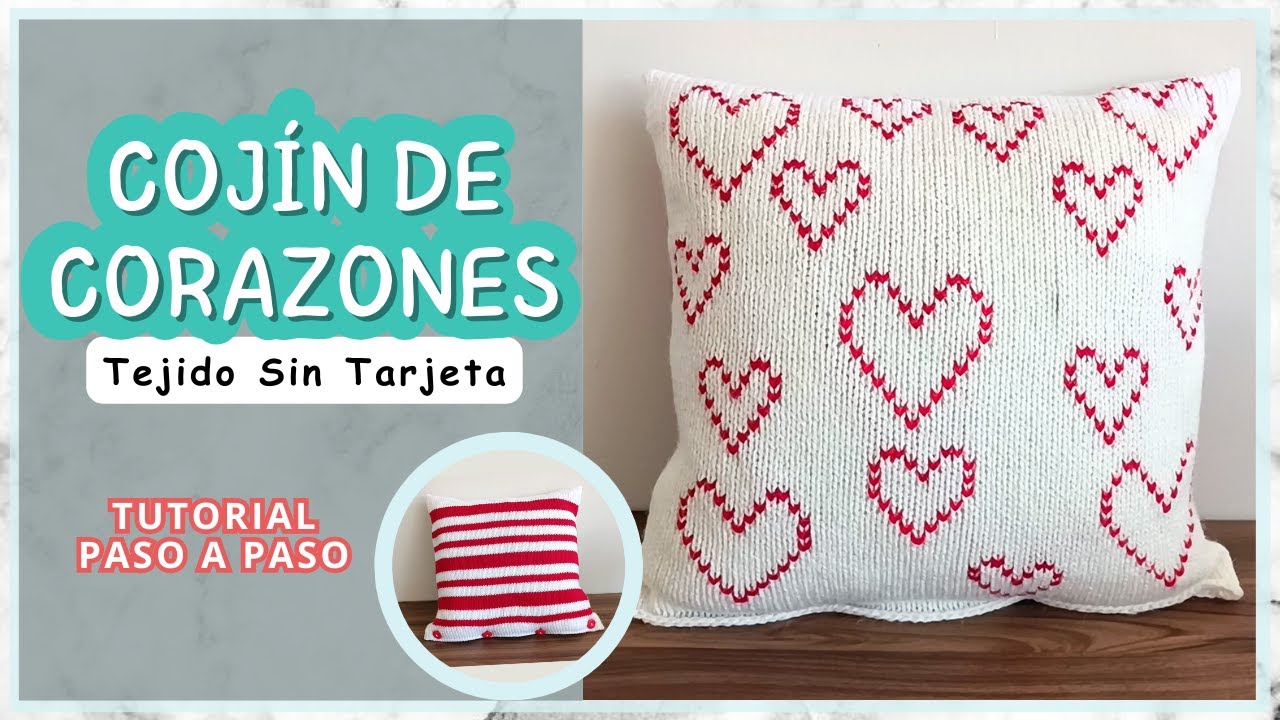 Funda de Cojín con Corazones Tejido a Máquina SIN TARJETA | Comfy Tejidos
