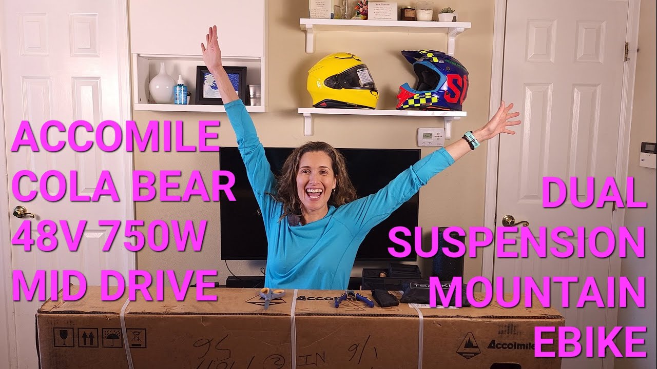 Accomile Cola Bear 48v 750w Mid Drive Motor Dual Suspenion Mountain Ebike Unboxing Wow!