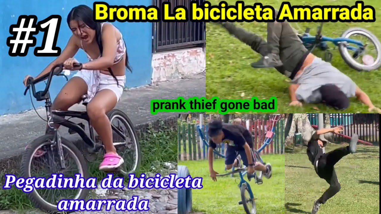 broma la bicicleta  / Pegadinha da bicicleta amarrada/ Prank