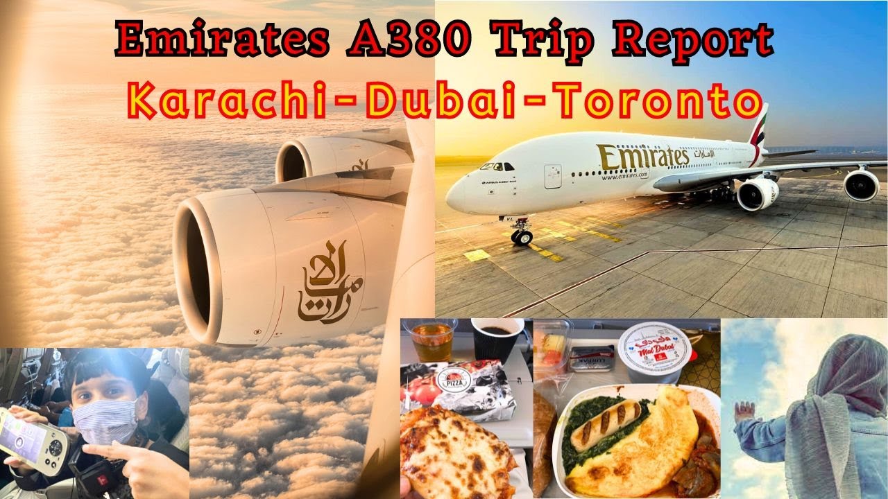 Emirates A380 Experience | Karachi to Toronto via Dubai | Winter landing in March  | Trip Report 🌍✈️