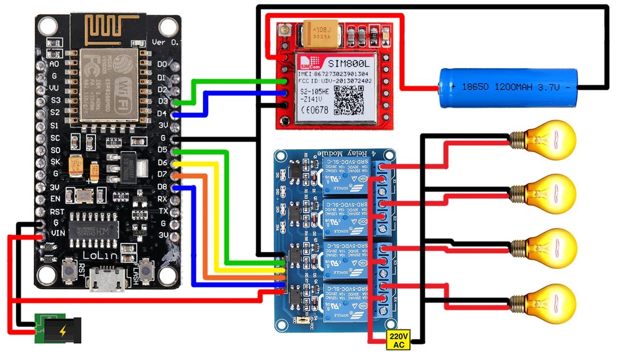 NodeMCU ESP8266 Blynk IOT с SIM800L с использованием приложения Blynk и SMS