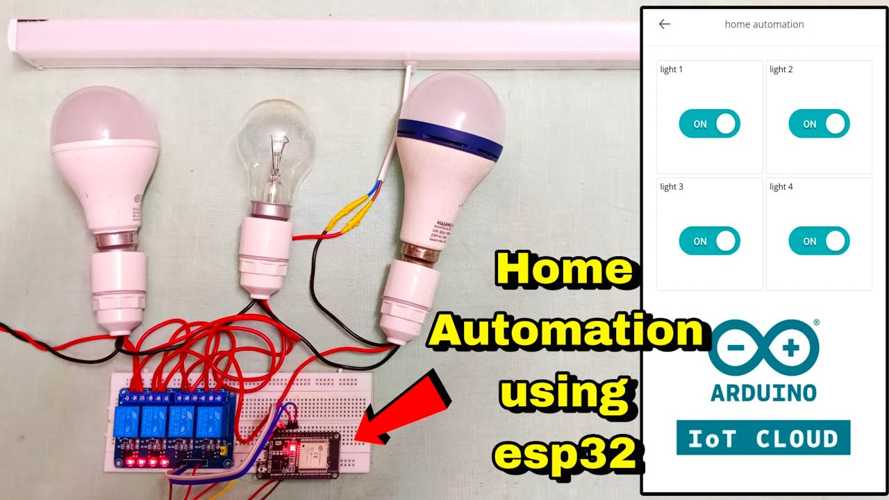Home Automation using nodemcu esp32 in Arduino IOT cloud | iot projects using esp32