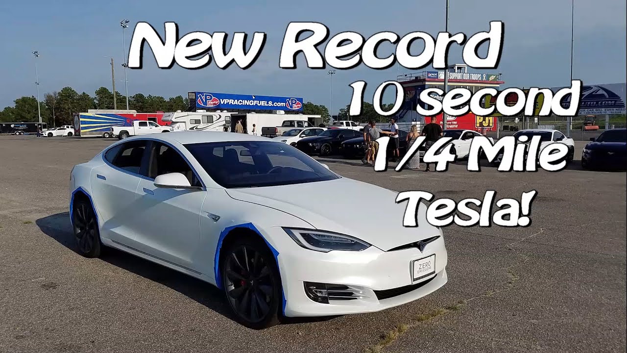 1/4 Mile Record - First 10 Second Ludicrous Tesla P90D!