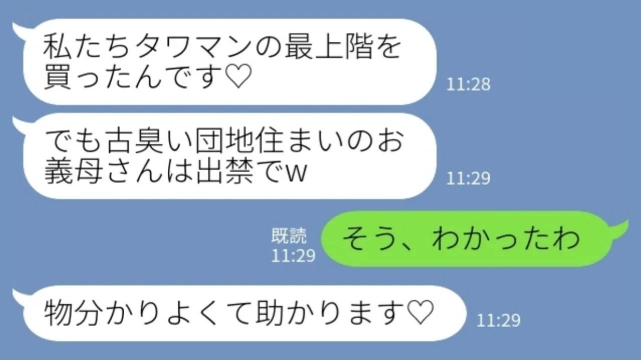 【LINE】年金暮らしの私を見下す長男嫁「タワマン最上階買ったから来ないでw」私「了解」→孫が生まれても一切関わらなかった結果がヤバすぎたwww