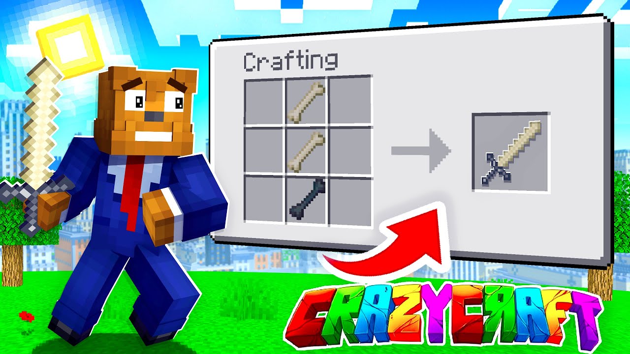 Создание меча из кости дракона в Minecraft Crazy Craft