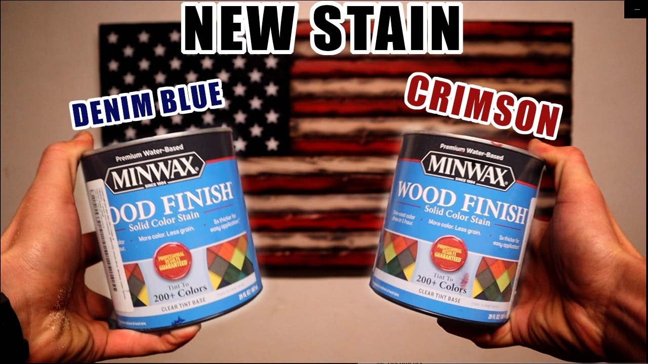 Testing out NEW STAIN Colors CRIMSON and DENIM BLUE from Lowes! DIY Wooden American Flag
