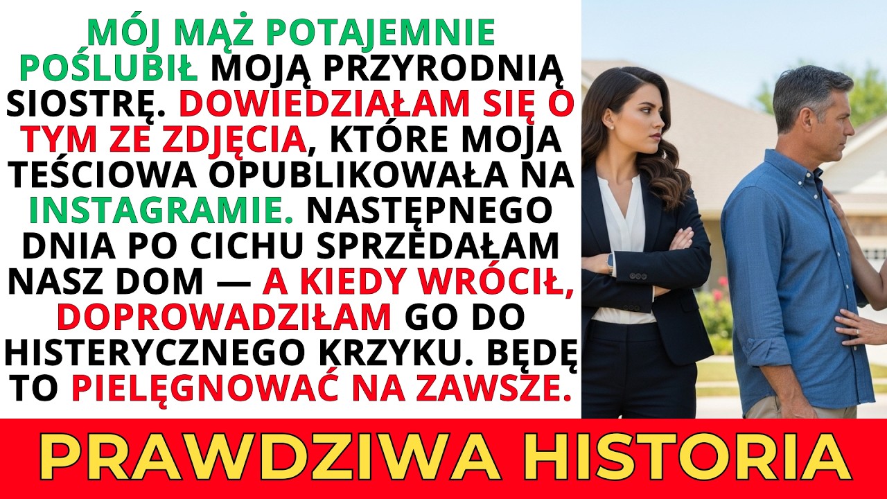 MÓJ MĄŻ POŚLUBIŁ MOJĄ SIOSTRĘ. SPRZEDAŁAM NASZ DOM. KRZYCZAŁ JAK SZALONY!