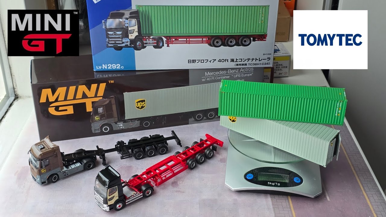 Tomica Limited Vintage Neo LV-N292c HINO PROFIA 40ft Marine Container Trailer! Compare with Minigt.