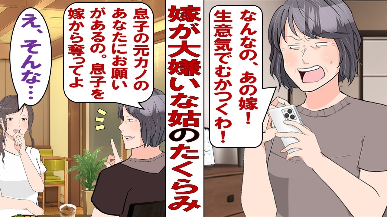 【漫画】息子の結婚相手が大嫌い！絶対に離婚させたい私は息子の元カノに近づいて……私「協力するから息子と不倫してくれない？」果たして計画は成功するのか！？