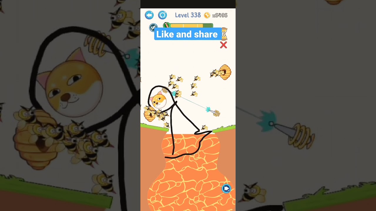 dog rescue from Honey bee by draw line #brainchallenge #dogedraw #game #honeybee