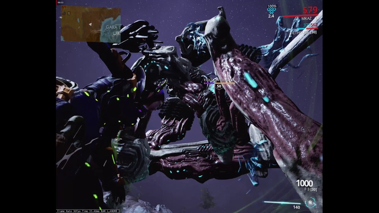 WARFRAME - Fortuna Operator AMP F3XF3 / 7X7 (Gilded) VS Eidolon test