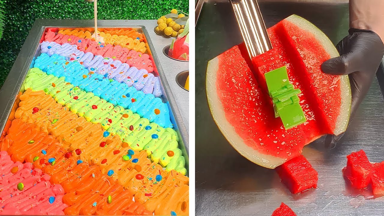 So Yummy Colorful IceCream Made With Strawberries  Awesome Colorful Street Food Decorating Ideas