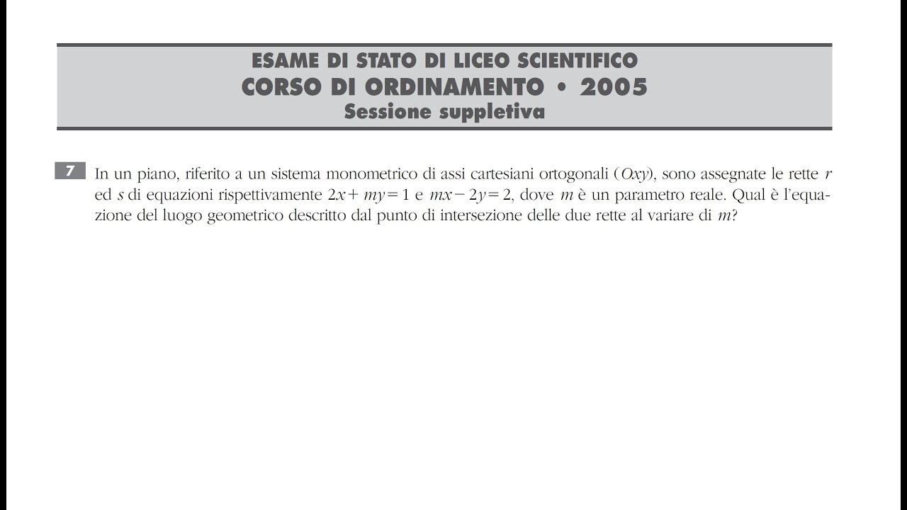 Trova il luogo geometrico, non l'ambiente! Quesito di Maturità