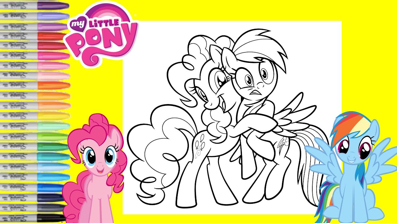 My Little Pony Coloring Book Page Pinkie Pie Hugs Rainbow Dash MLP Coloring