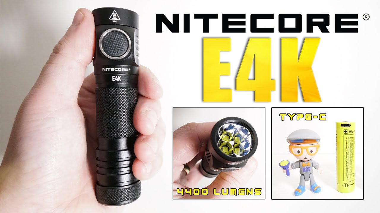 NITECORE E4K - very bright EDC flashlight!!!! (21700 Type-C rechargeable battery included)