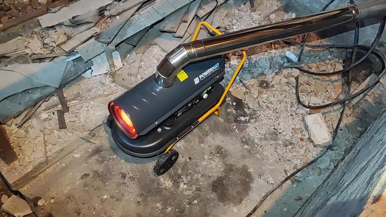 Mr&oacute;z jak z nim walczyć. Nagrzewnica olejowa z kominem Powermat 30 kW montaż i uruchomienie.#winter
