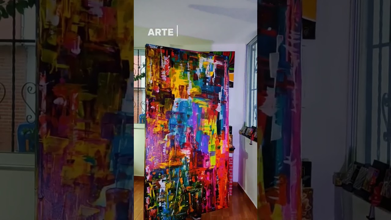 Arte abstracto con pintura acr&iacute;lica sobre lienzo 🎨 Nombre: City Lights #arte #obradearte