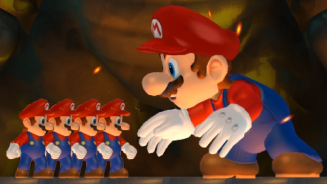 New Super Mario Bros Wii - Multiple Marios VS Giant Mario