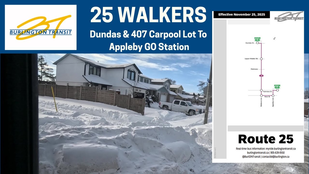 Burlington Transit 25 Walkers - Dundas/407 Carpool To Appleby GO Station - Full Route