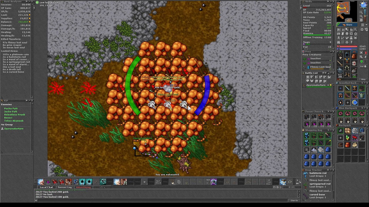 Tibia [where to hunt ED/EK] -  good profit/good exp 300+  lvl  Flimsy Lost Souls