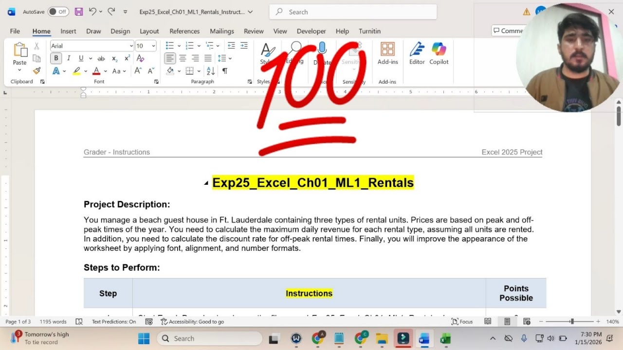 Exp25_Excel_Ch01_ML1_Rentals | Excel Chapter 1 ML1 Rentals | Mid-Level 1 Rentals #exp25_excel_ch01