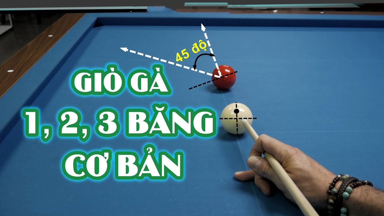 Đánh giò gà, 1 băng, 2 băng và 3 băng áp dụng quy tắc 45 độ (FULL) | 45 degree rule billiards shots