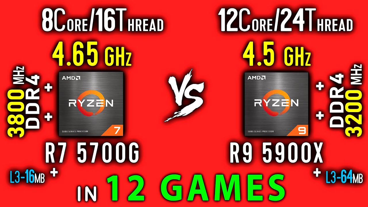 Ryzen 7 5700G vs Ryzen 9 5900X Test in 12 Games or R9 5900x vs R7 5700G